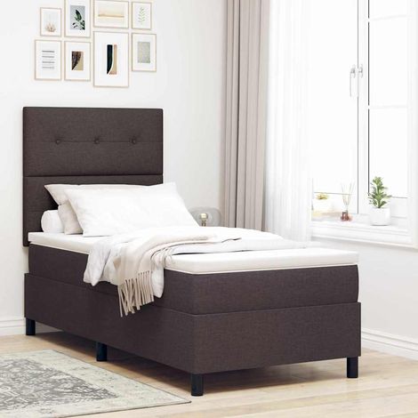 Boxspringbett mit Matratze Dunkelbraun 90 x 190 cm Stoff