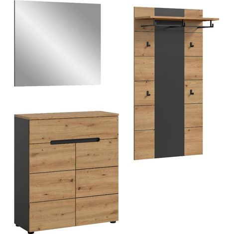 Canu Garderobenmöbel Set C25 Eiche Dekor, grau.