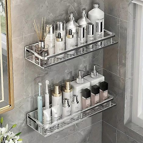 Étagère de douche rectangulaire, étagère flottante, étagère de rangement murale, adaptée aux meubles de salle de bain, 30 cm (1/5)