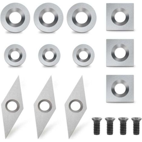 12 Pièces Plaquettes Carbure Tournage Bois, Outils de Coupe pour Tour à Bois, Gouges en Carbure de Tungstène