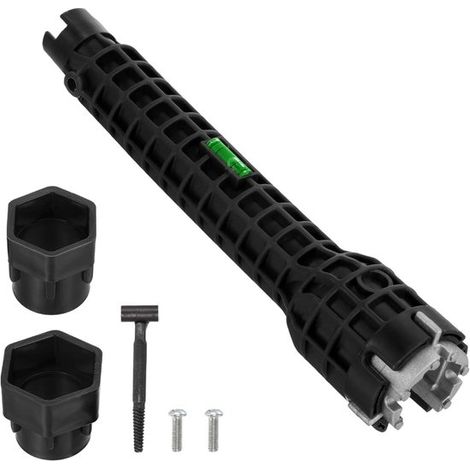 Llave para fregadero, Llave multiusos para fontanero, Llave para grifo, Llave para fontanero para desmontar tuberías y bañeras, 1 pieza, Negra (1/5)