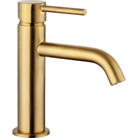 Grifo de Lavabo  Modelo SIRIO  Fabricado en Latón  Monomando  Acabado en Oro Pvd (1/2)