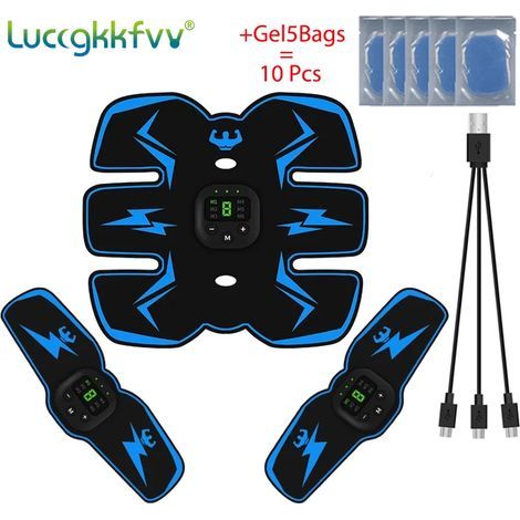 Appareil de stimulation musculaire sans fil EMS intelligent pour le fitness et l'entraînement abdominal, avec autocollants amincissants pour la perte de poids et le massage corporel 01196-AquaForge