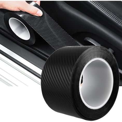 10M x 7CM Protection Seuil de Porte Voiture Fibre de Carbone Autocollante Film de Protection Carrosserie PVC Anti-Rayure Protecteur de Seuil Voiture Universel Noir (1/5)