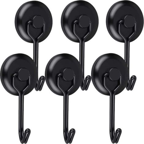 YMYNY Crochet Aimanté Puissant Crochet Magnetique Frigo Noir Néodyme Pivotants Aimant Crochet Magnétique Crochets Aimantés Magnétiques pour Cuisine Torchon Tableau 6pcs