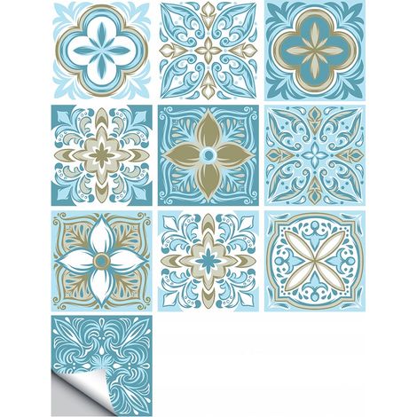 Juego de 10 paneles autoadhesivos de PVC con diseño de patchwork, papel pintado de 20x20cm zm-06-041 (1/5)