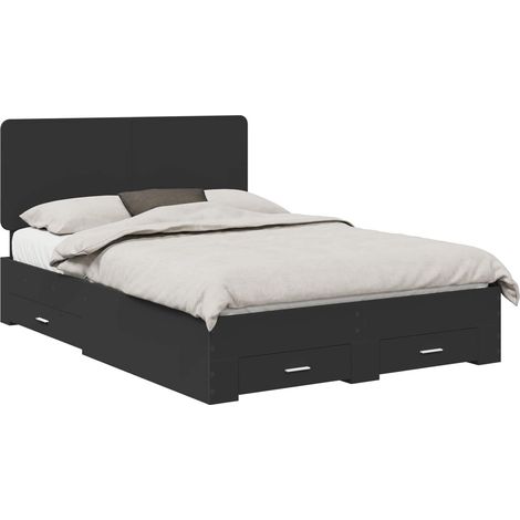 Maison Exclusive - Cadre de lit avec tiroir Noir 140 x 190 cm Bois d'ingénierie