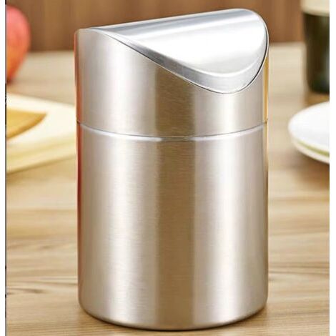 Sollbry Mini Poubelle de Comptoir Acier Inoxydable Mini Poubelle de en Acier Inoxydable Mini Poubelle de Comptoir Mini Poubelle de Table avec Couvercle pour Tables à Manger, Bureaux et Coiffeuses (1/5)