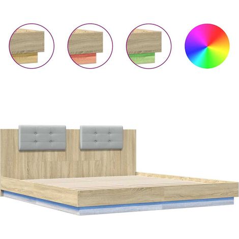 Maison Exclusive - Estructura de cama cabecero luces LED roble So (1/5)