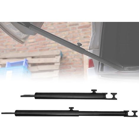 Support Hayon Réglable Aluminium, Vérin Hydraulique Coffre Amortisseur Levage Porte, Barre Soutien Multifonction Voiture Camping, Car Bus Multivan, Pieds Ressort Air Frais (Noir) (1/5)