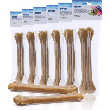 Os à mâcher pour chien, 20 cm x 6 pièces, os en peau de bœuf 100% naturels, adaptés aux chiens de grande taille, riches en protéines. (1/5)