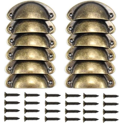 Poignée de Coquille Poignee de Meuble Tiroir Poignée Poignées et Boutons de Porte de Placard de Cuisine Semi-cercle Bouton de Porte avec Vis pour Penderies Armoire