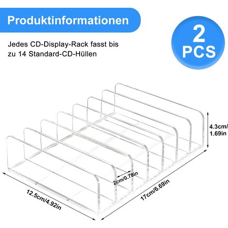 Supports pour CD Transparents 2pcs Supports de Rangement pour CD Porte Transparent Storage Rack Rangement pour DVD Ombre à Paupières Palette de Maquillage Cosmétiques et Livres (1/4)