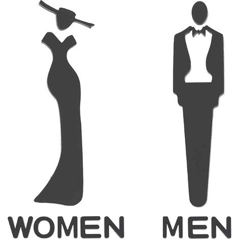 Lot de 2 Plaques WC Homme et Femme, Signalétique Toilettes en Acrylique Noir Mat, 20x7cm, Panneau de Porte Autocollant pour Bureau, Restaurant, Hôtel, Design Moderne et Minimaliste (1/5)