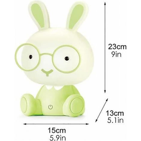 Lampe de Table de Protection des Yeux à LED veilleuse Tactile Lapin Mignon avec Lunettes éclairage d'urgence pour Chambre(Vert) (1/4)