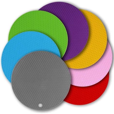 Dessous de Plat en Silicone - Set de 7 - Antidérapant - Lavable - 18 x 0,3 cm (1/4)