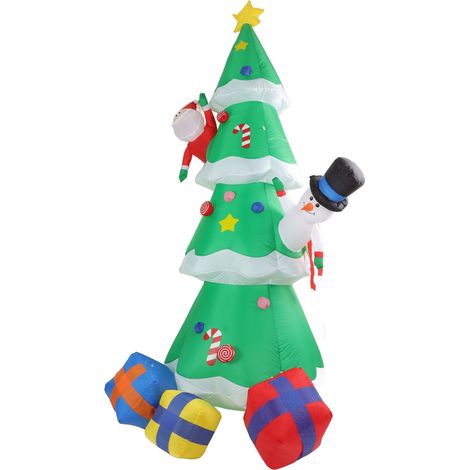 Sapin de Noël gonflable avec 15 LED, décoration de jardin avec boîtes cadeaux gonflables pour l'intérieur et l'extérieur, prise UE 100-240 V (1/5)