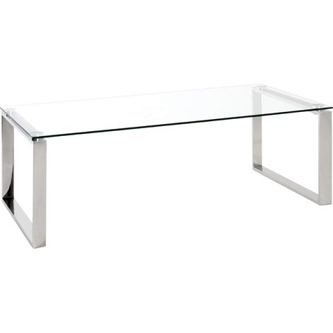 Pegane – Table basse fixe en verre trempé 8 mm – Dimensions 120 x 60 x 40 cm – Structure inox brillant – Style moderne pour intérieur contemporain