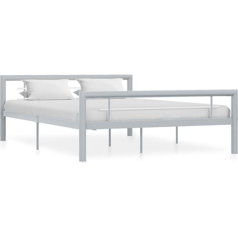 Bettgestell Grau und Weiß Metall 120x200 cm vidaXL (1/5)