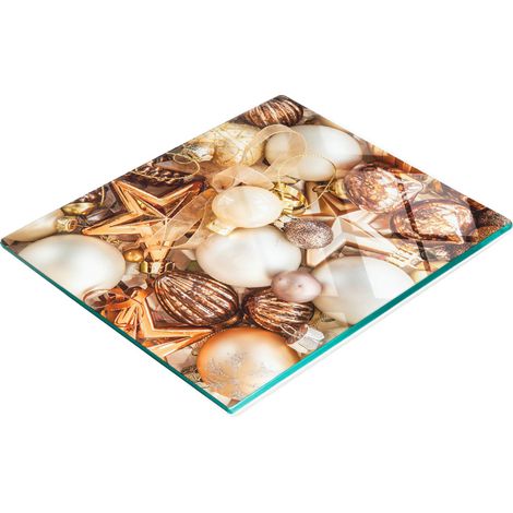 Planche à découper décorative en verre avec boules de Noël 60x52 cm (1/5)