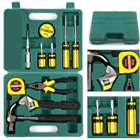 11 Piece Home Repair Tool Set Hand Tool Kit General Screwdrivers Daily Repair Hand Carry with Plastic Tool Box Storage (1/5)