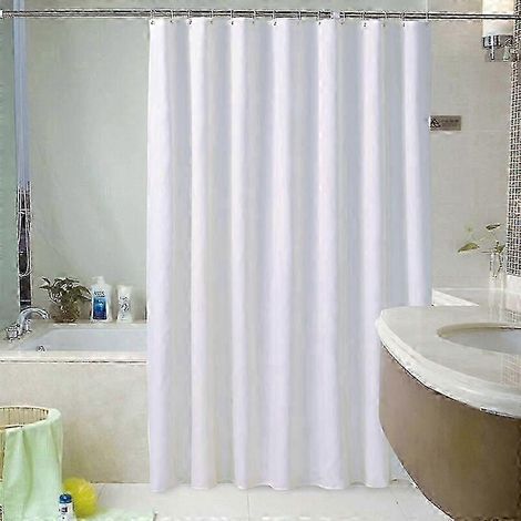 Rideau de douche imperméable 120x180 cm en tissu blanc compatible avec salle de bain (1/5)