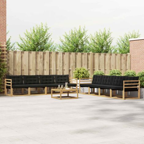 vidaXL Outdoor-Sofagarnitur 9 pcs Weiß und Schwarz 79 x 79 x 37 cm (1/5)