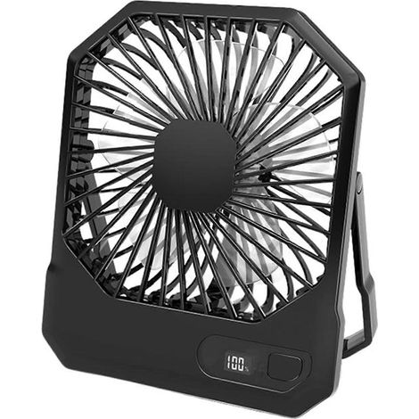 Ventilateur portable personnel/de bureau rechargeable par USB, flux d'air puissant et efficace pour le bureau et la chambre (noir) (1/5)