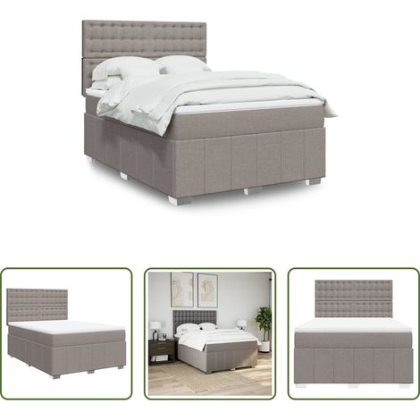 vidaXL Taschenfederkern - Boxspringbett mit Matratze Taupe 140x200 cm Stoff (1/5)