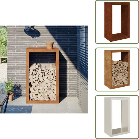 Étagère à bois 60x40x100 cm acier résistant aux intempéries - Étagère À Bois - Étagères À Bois De Chauffage - Magasin À Bûches En Métal - Magasin À Bûches En Acier Rouillé (1/5)
