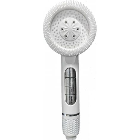 Pommeau de Douche Anti Calcaire Économie Deau Haute Pression Filtre 3 + 1 Types de Jets Économie d’Eau avec Fonction Massage Arrêt Instantané et Portable Pommeau de avec Filtr Blanc (1/5)