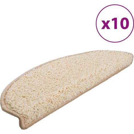 Maison Exclusive - Tapis d'escalier 10 pièces 65 x 21 x 4 cm Crème Demi-rond Grand (1/5)