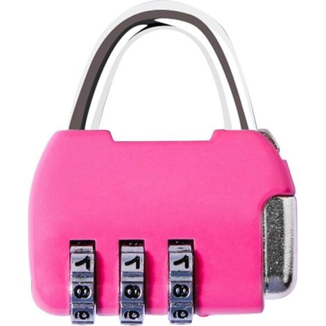 Mini candado rosa de combinación de 3 dígitos, de aleación de zinc, para taquillas, equipaje, bolsos de viaje y mochilas. (1/5)