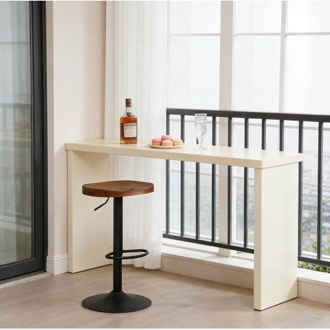 Tabouret de bar pivotant 41,5x31,5x(60-81) cm en bois marron, relevable pour cuisine FloraGrace (1/5)