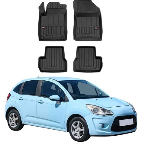 Tapis de Sol Voiture Compatible avec Citroen C3 2009-2017 Caoutchouc TPE Noir (1/5)