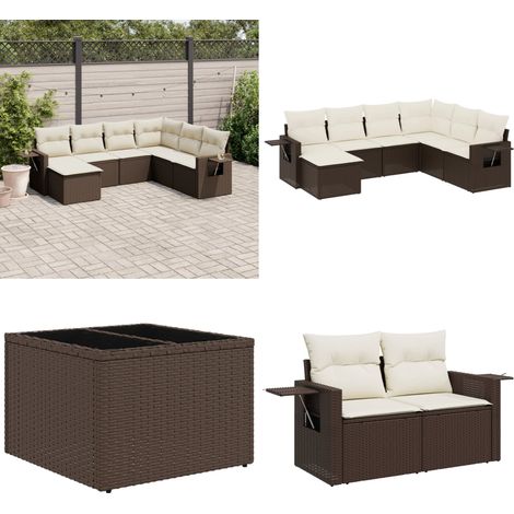 7-tlg. Garten-Sofagarnitur mit Kissen Braun Poly Rattan - Gartenmöbel - Sofasatz - Outdoor Möbel - Rattan Gartenmöbel - PE-Rattan - Home & Living (1/5)