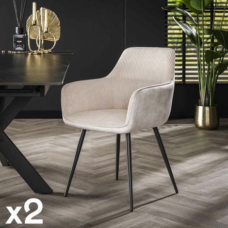 Fauteuil de table blanc gris bi-matière (lot de 2) GALWAY (1/5)