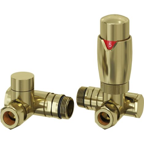 Reina Modal Dual Fuel Corner Radiator Valves Pair - Bronze