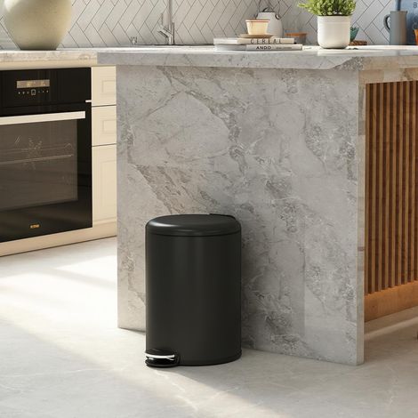 20-Liter Küchen-Mülleimer, Fingerabdruckresistenter Metall-Abfalleimer mit Soft-Close-Deckel, Fußpedal und herausnehmbarem Eimer, Schwarz