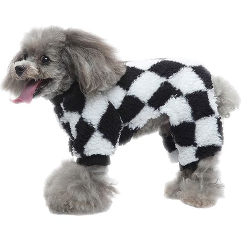 1 Pyjama pour chien, en flanelle, noir et blanc, taille S/M/L/XL, vêtement d'intérieur pour chien (1/5)
