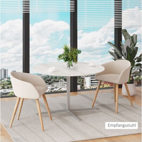 Lote de 2 sillas tapizadas beige estilo escandinavo, patas de madera, 150 kg (1/5)
