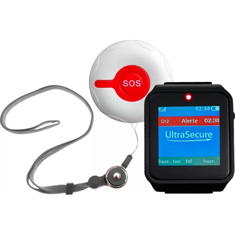 Kit d'alerte panique SOS sans-fil  sur Bipeur mobile IP67 - écran digital tactile / BIP + LED + Vibration (1/5)