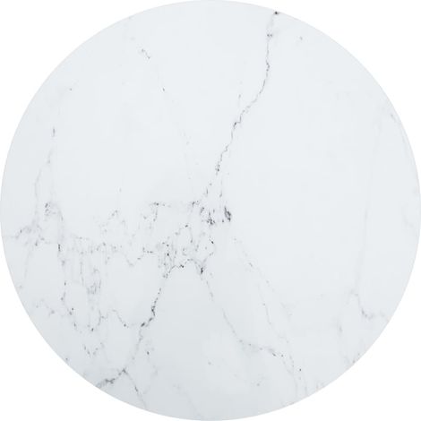 Dessus de table Blanc Ø80x1 cm Verre trempé et design de marbre (1/4)