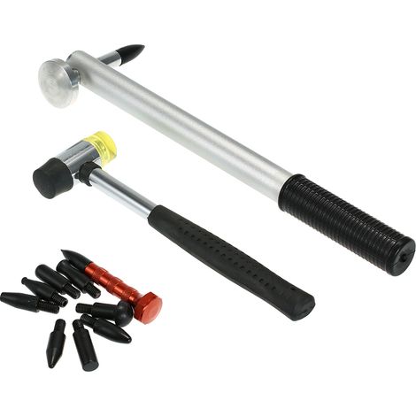 Werkzeug zur lackschadenfreien Ausbeultechnik, Reparaturhammer, Schlagstift, 9 Aufsätze (1/5)