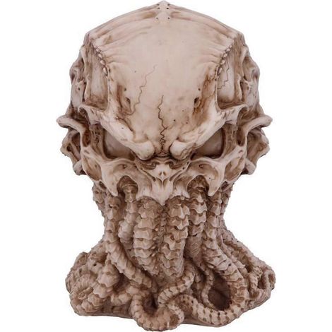 Statue de Cthulhu blanc, crâne de Cthulhu, ornement en résine, pieuvre. (1/5)