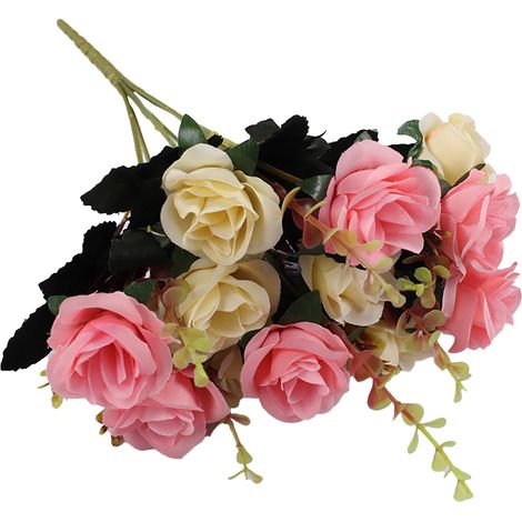 Roses Artificielles - Fleur En Soie Synthétique - Tige Flexible - Résistant À La Décoloration - Pour Décoration De Table Maison Hôtel Mariage Noël - 12 Pièces (1/5)
