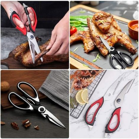 Ciseaux de Cuisine Robustes, Cisailles de Cuisine Polyvalentes avec Couvercle pour Viande, Volaille, Os de Poisson (1/4)