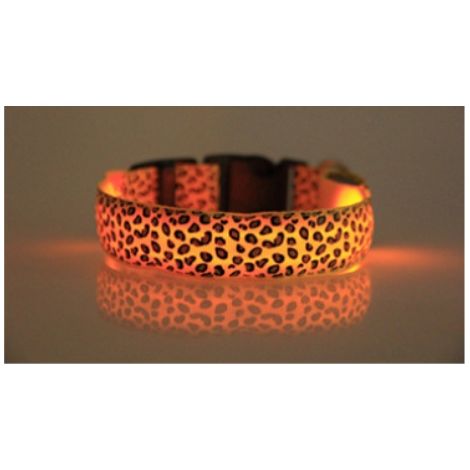 LED Dog Night Anti-Perdu Pet Flash Collier Teddy Petit Moyen Chien Chat Collier de Chien S Taille Largeur 2.5cm Court 35cm Longueur 43cm Rétractable Portée 8cm Batterie Orange (1/2)