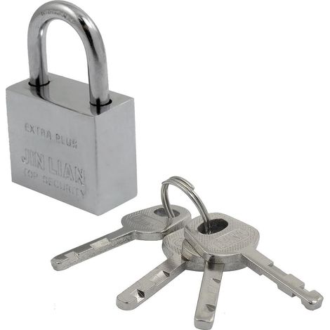Vier Schlüssel Rechteck geformt Silber Ton Tür Cabinet Security Lock Vorhängeschloss de (1/2)