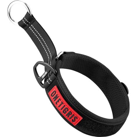 Zug-Stopp Padded Dog Collar Soft Wide Collar with Reflector for Medium Large Dogs,Black XL (1/5)